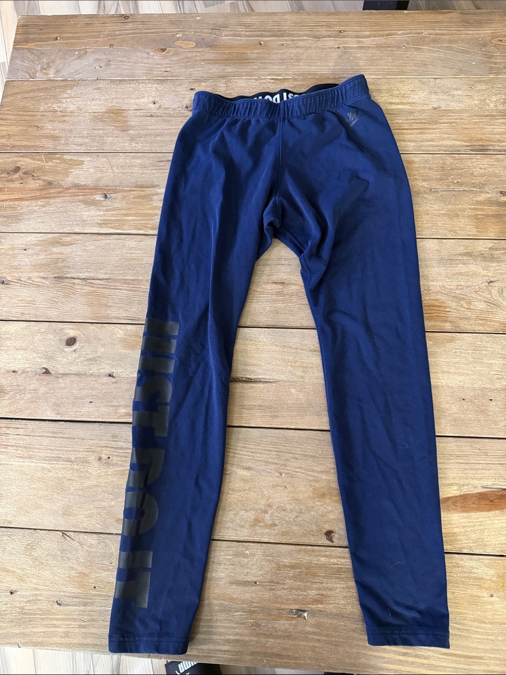 Nike Navy Blue Kids' Performance Leggings with Side Graphic